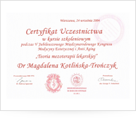 Certyfikat - Teoria mezoterapii lekarskiej